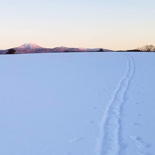 Photo of mountain view while Nordic skiing on February 8