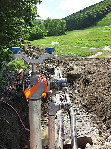 Snowmaking hydrants at Killington ski resort