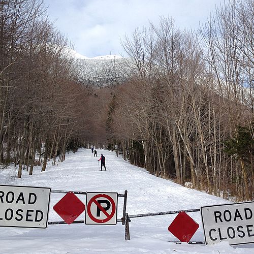 Skiing the Smugglers' Notch road