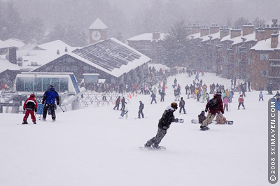 A snowy afternoon at Okemo base